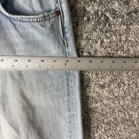 Zara Jeans Womens 10 Light Wash Distressed Straight Leg Raw Hem High Rise - Picture 5 of 11